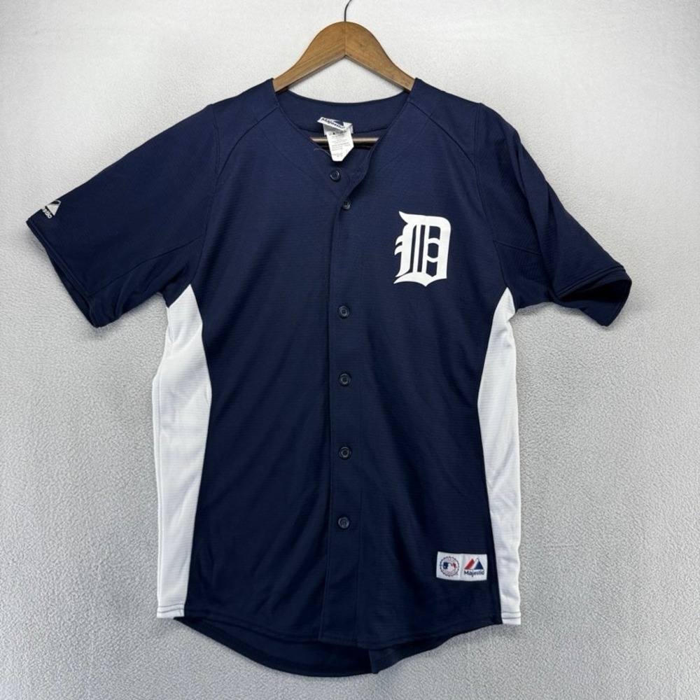 Detroit Tigers Jersey Youth XL Blue Prince Fielder Button Up Majestic Warmup